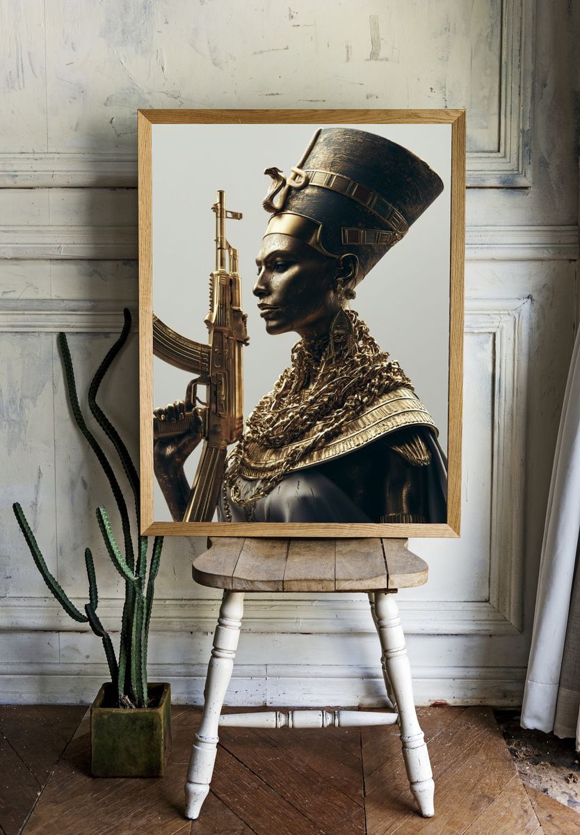 Afrofuturist Warrior Portrait Print. room preview