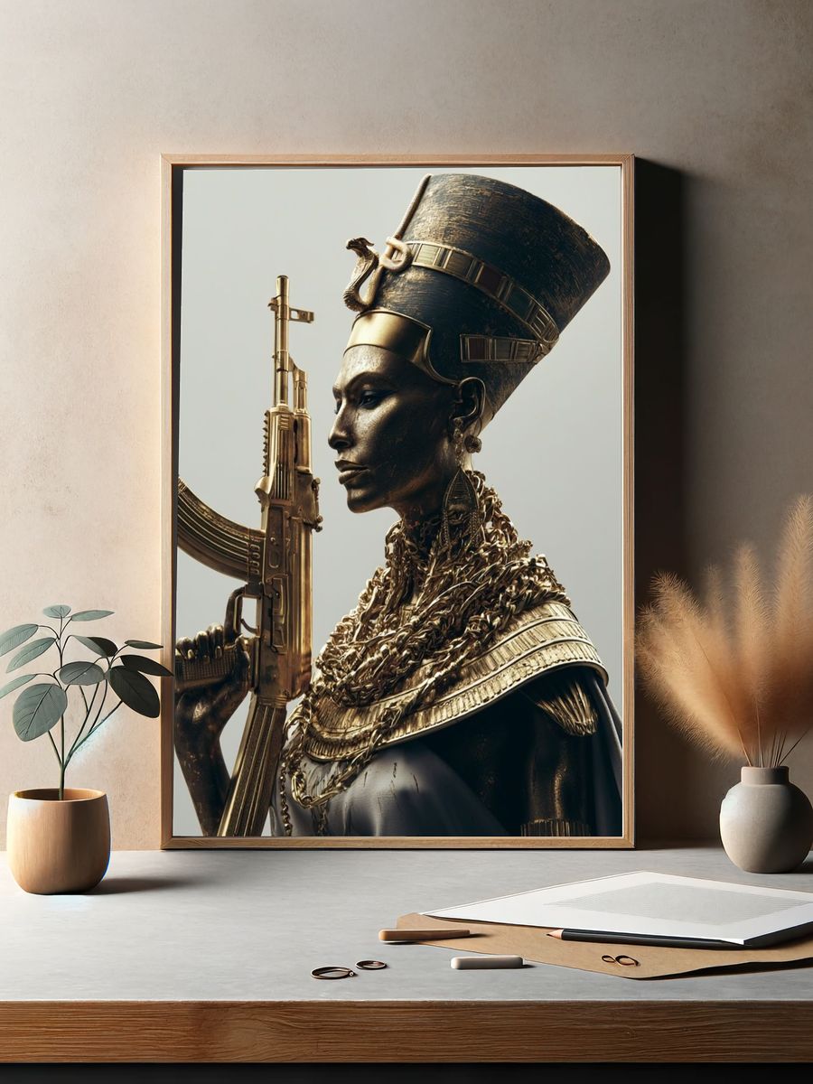 Afrofuturist Warrior Portrait Print. — room view 2