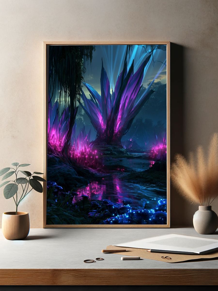 Neon Crystal Forest Poster. — room view 2