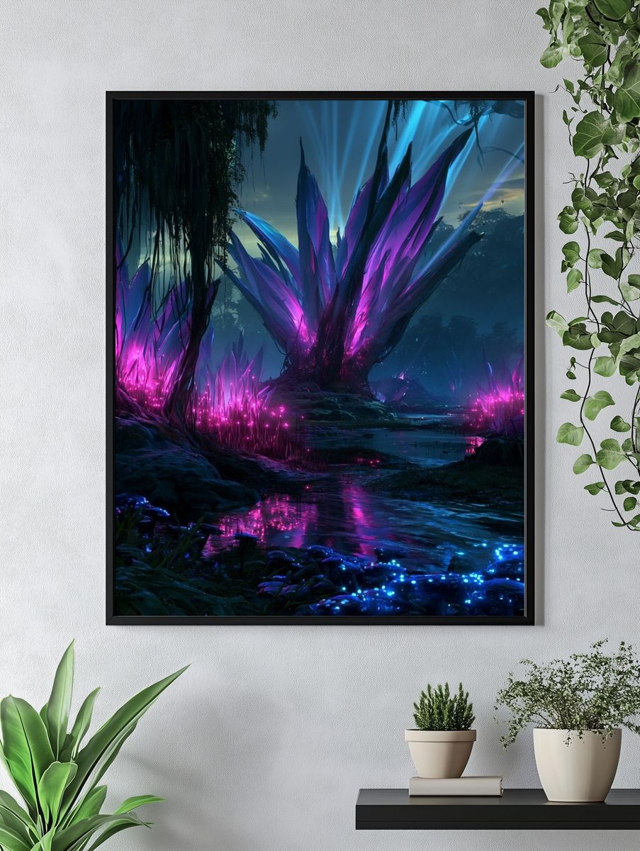 Neon Crystal Forest Poster. — room view 4
