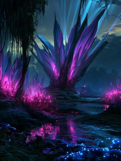 Neon Crystal Forest Poster. poster