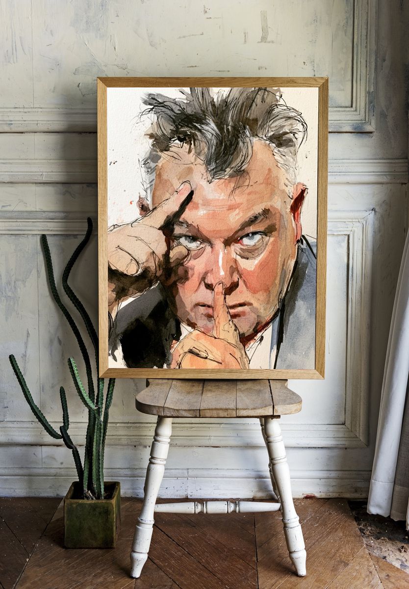 Intense Portrait Watercolor Poster. room preview