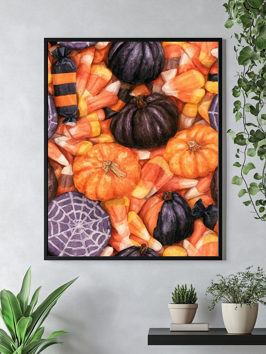 Halloween Candy Watercolor Poster. — room view 4