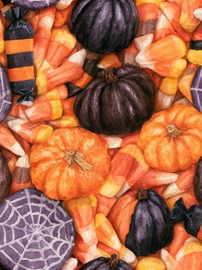 Halloween Candy Watercolor Poster. poster