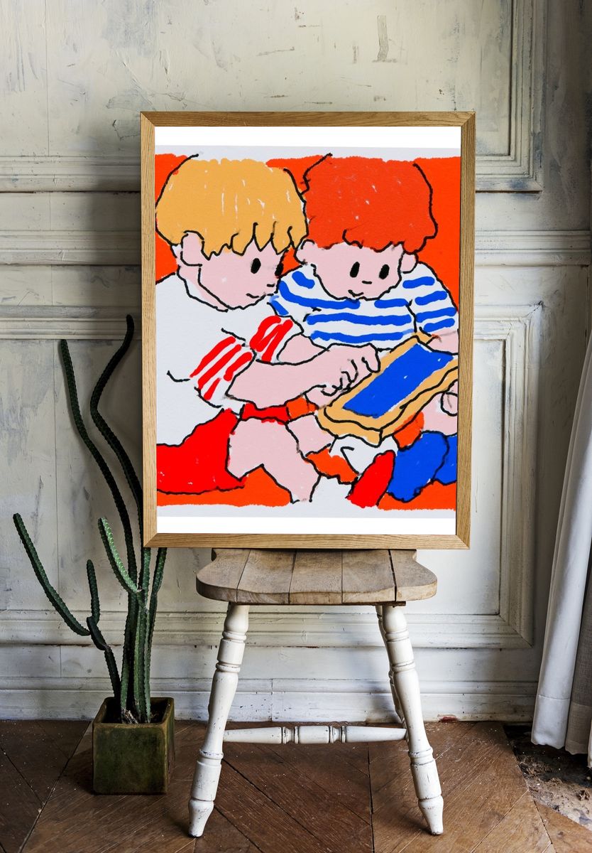 Playful Children Illustration Poster. room preview