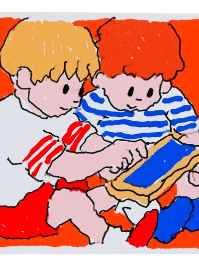 Playful Children Illustration Poster.