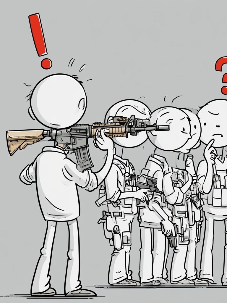 Cartoon Soldiers Confusion Illustration Poster. poster detail