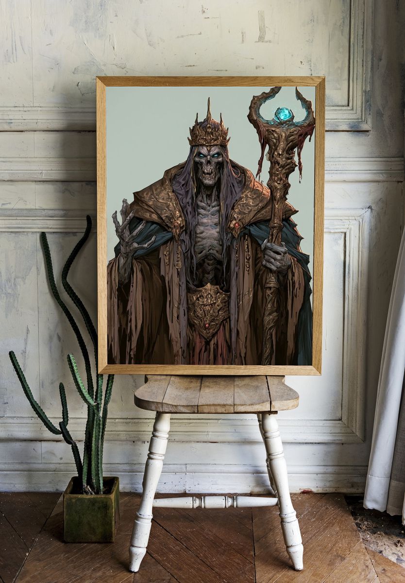 Undead Necromancer Illustration Poster. room preview