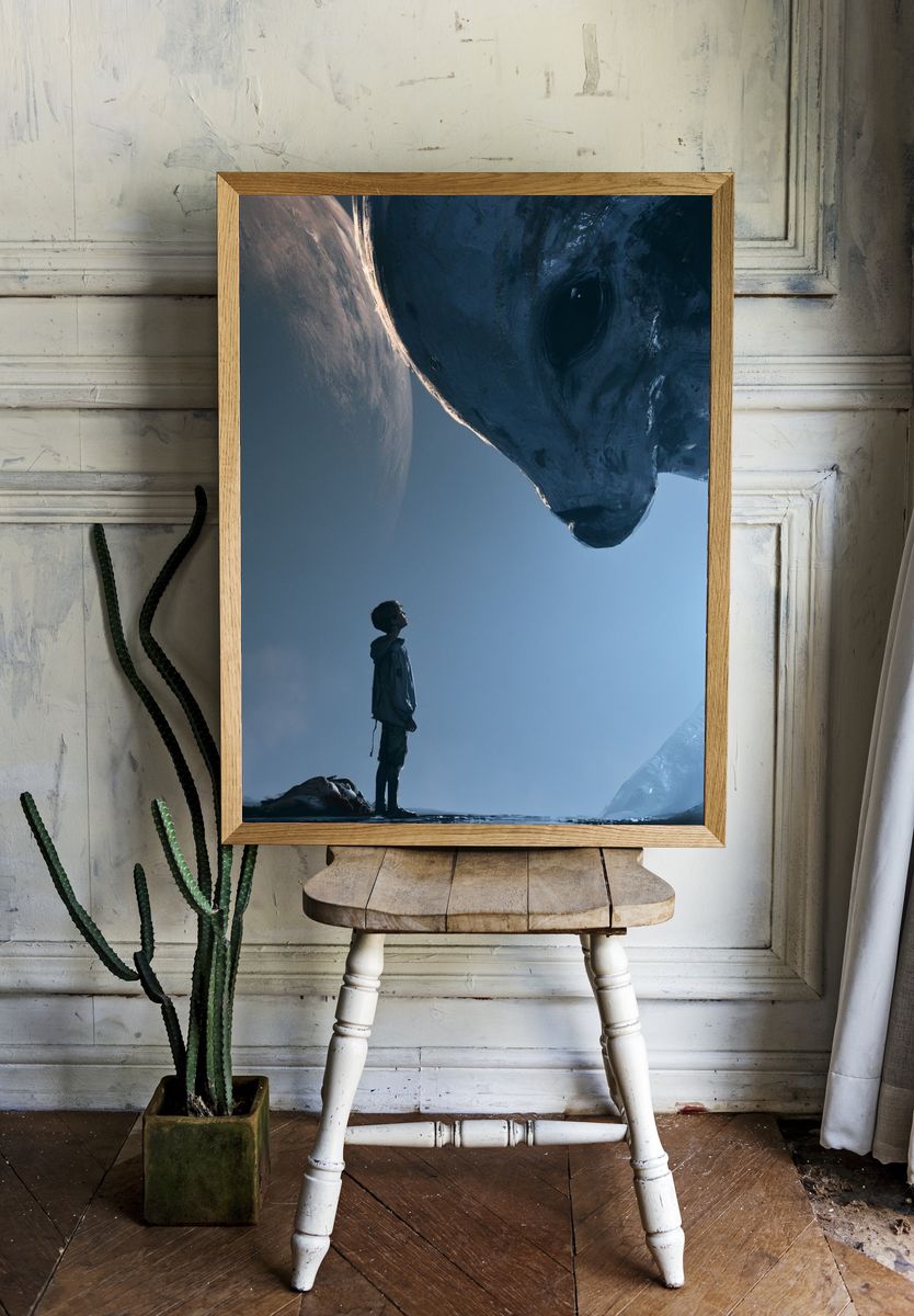 Boy and Giant Whale — Sci-Fi Print. room preview
