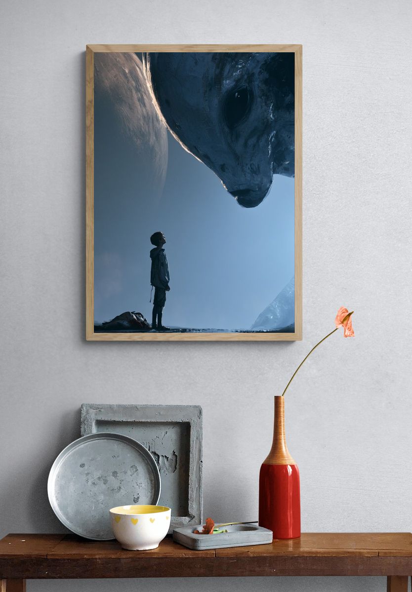 Boy and Giant Whale — Sci-Fi Print. — room view 3
