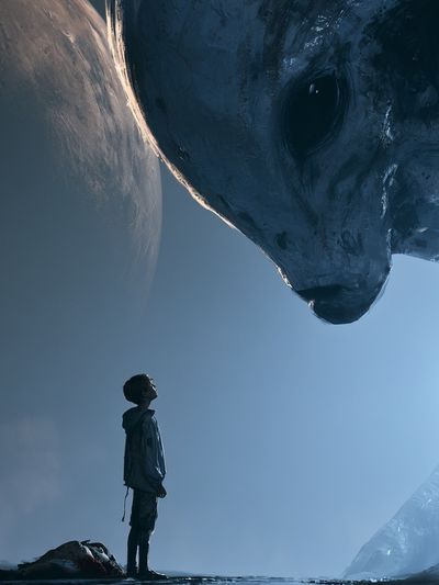 Boy and Giant Whale — Sci-Fi Print.