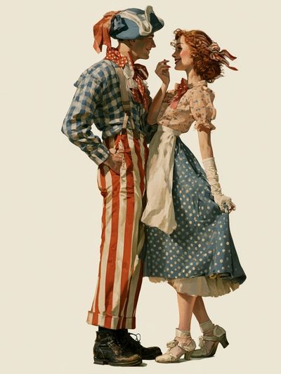 Vintage Carnival Couple Illustration Poster. poster