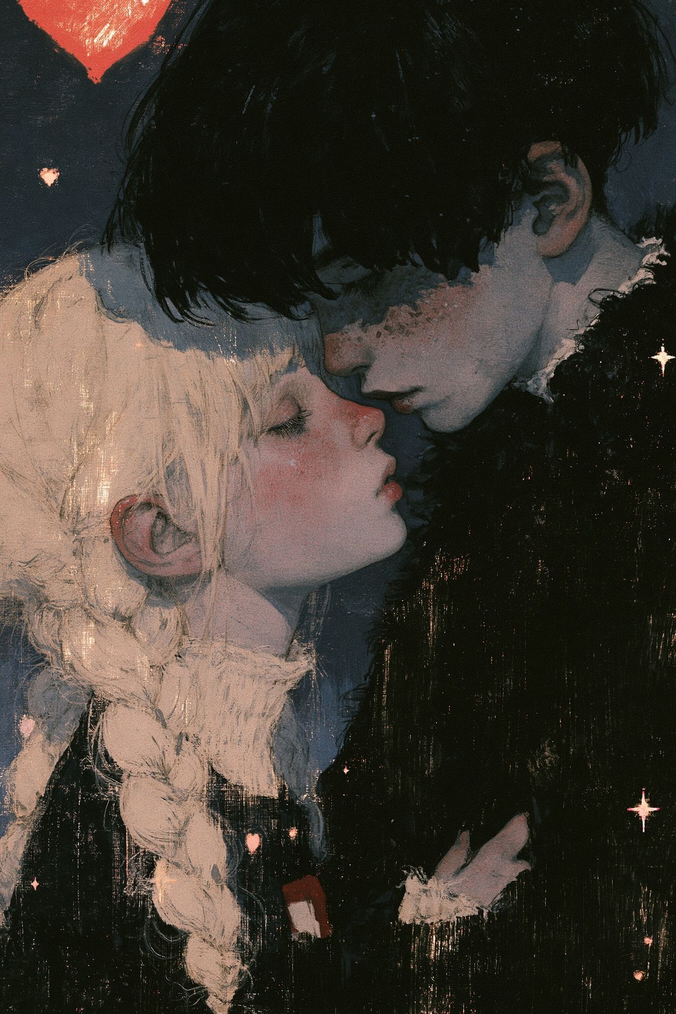 Moonlit Lovers Illustration Poster. poster detail