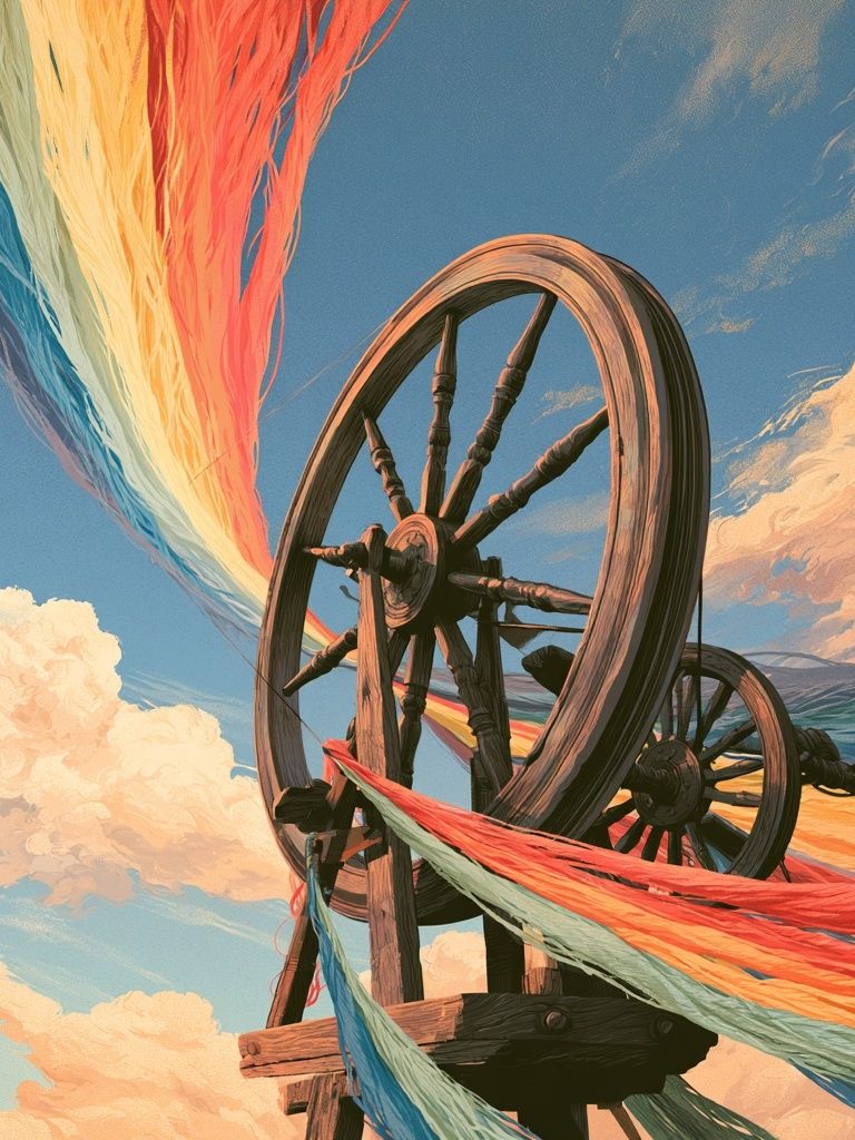 Rainbow Spinning Wheel Illustration Poster. poster — illustration art