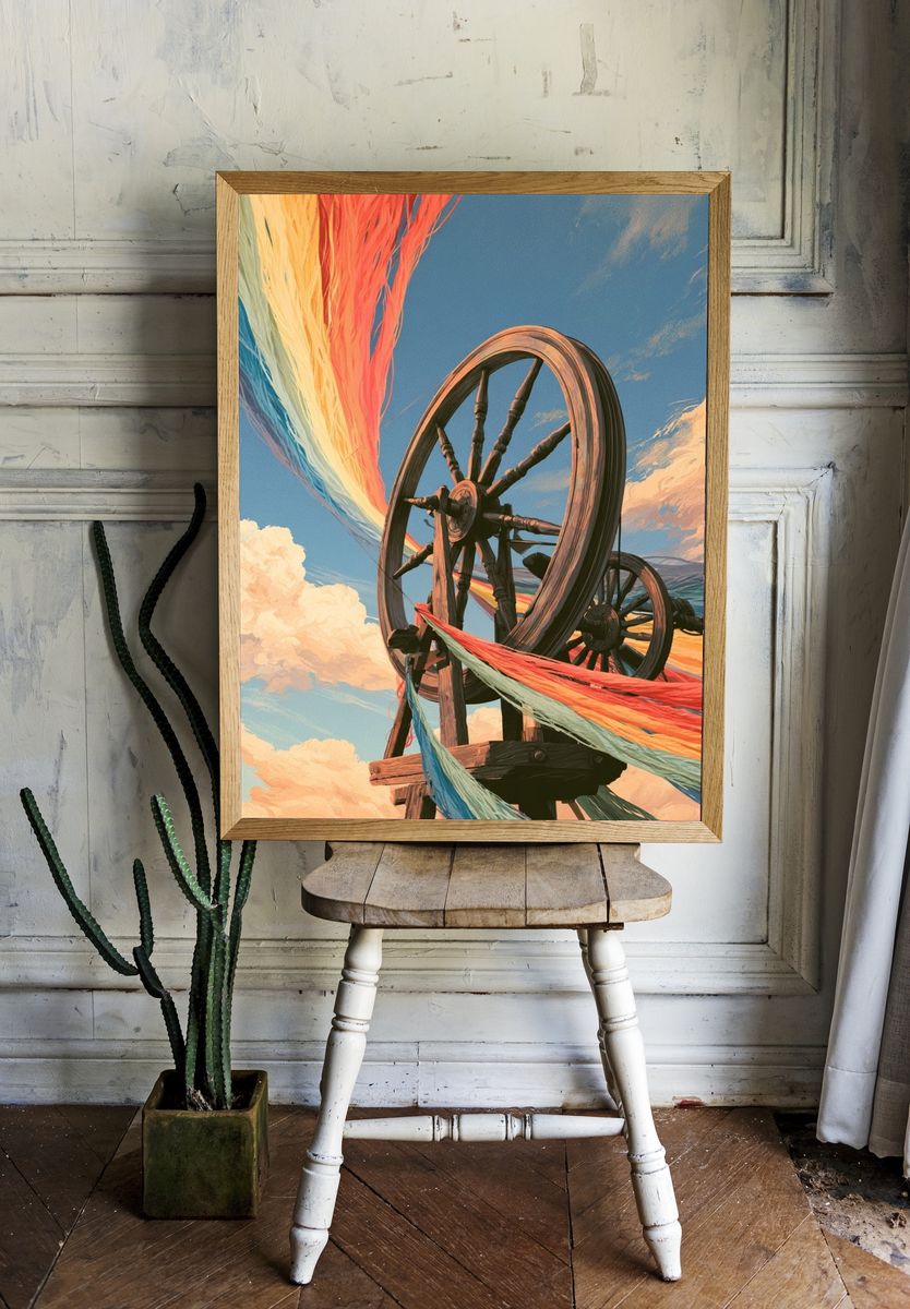 Rainbow Spinning Wheel Illustration Poster. — room view 1