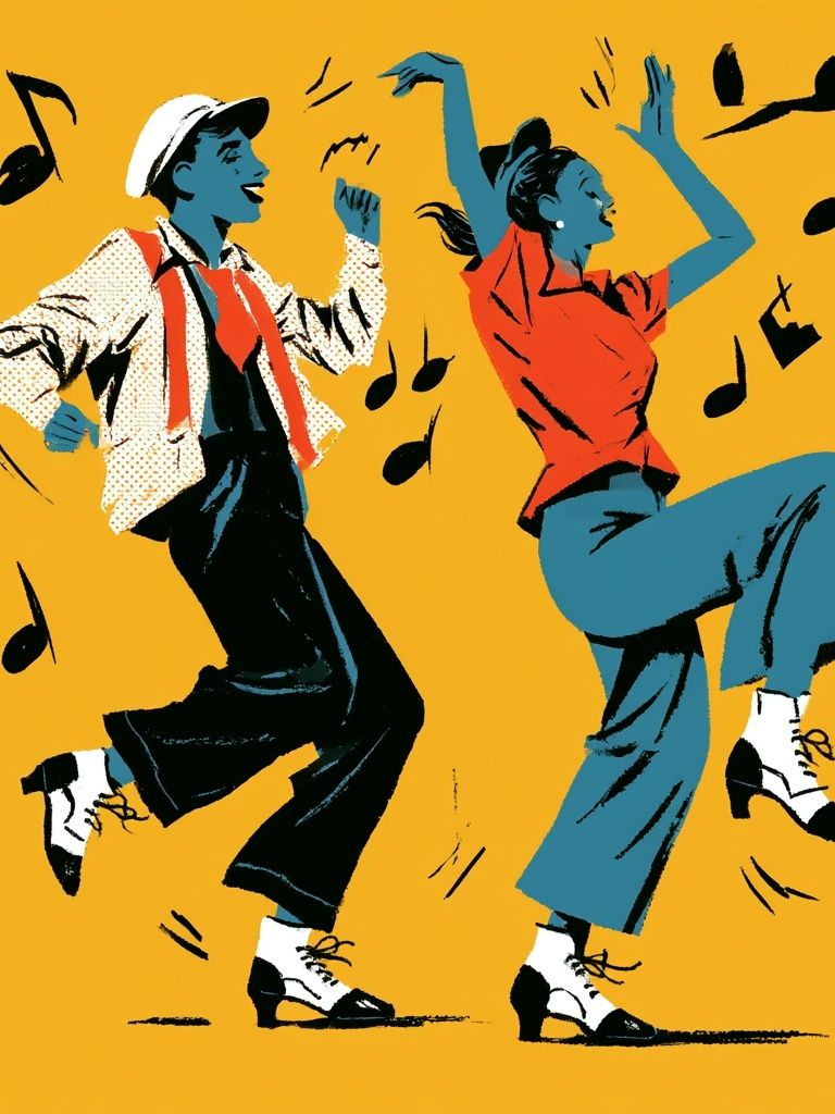 Swing Dance Illustration Poster. poster detail