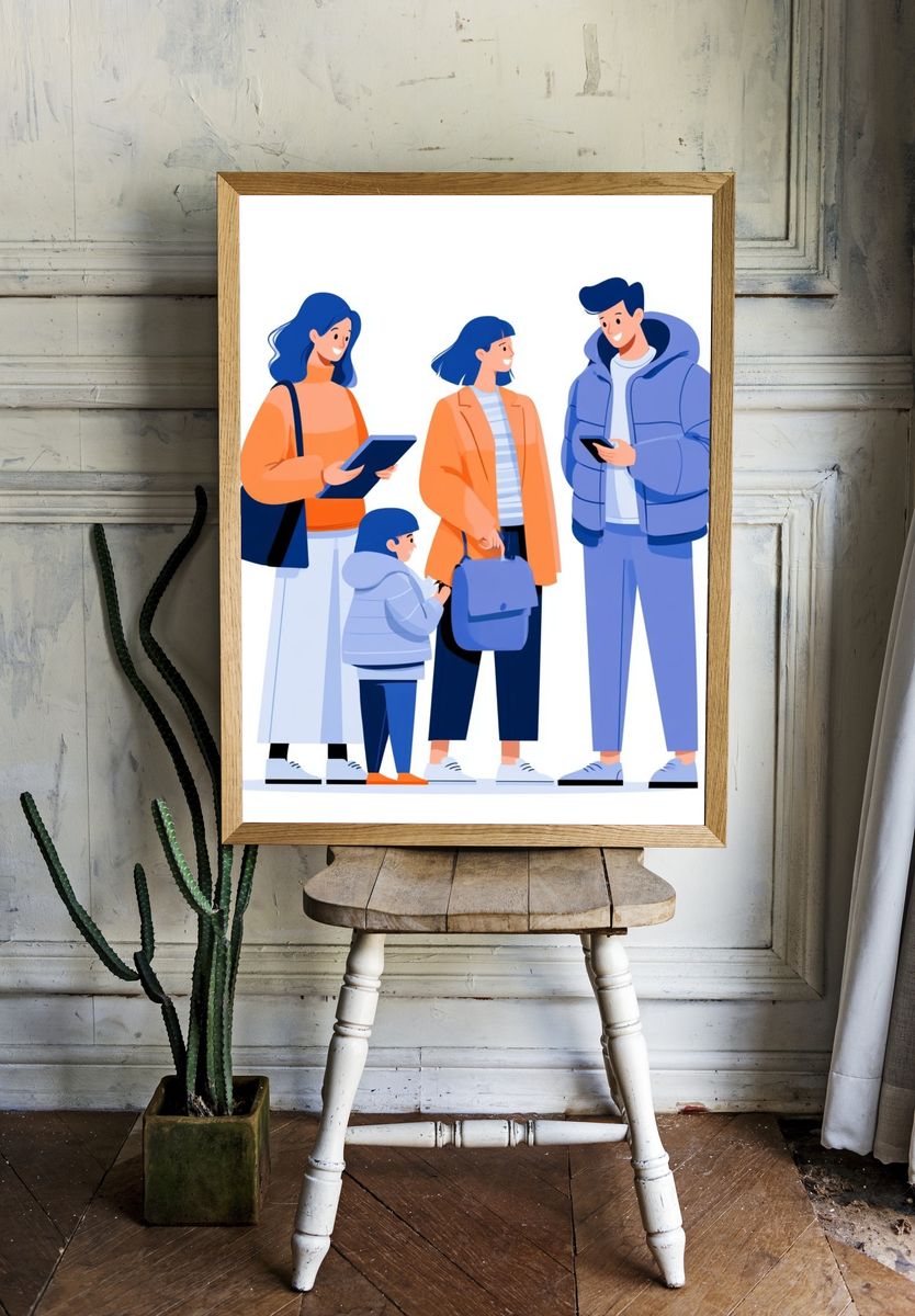 Modern Family Illustration Poster. — room view 1