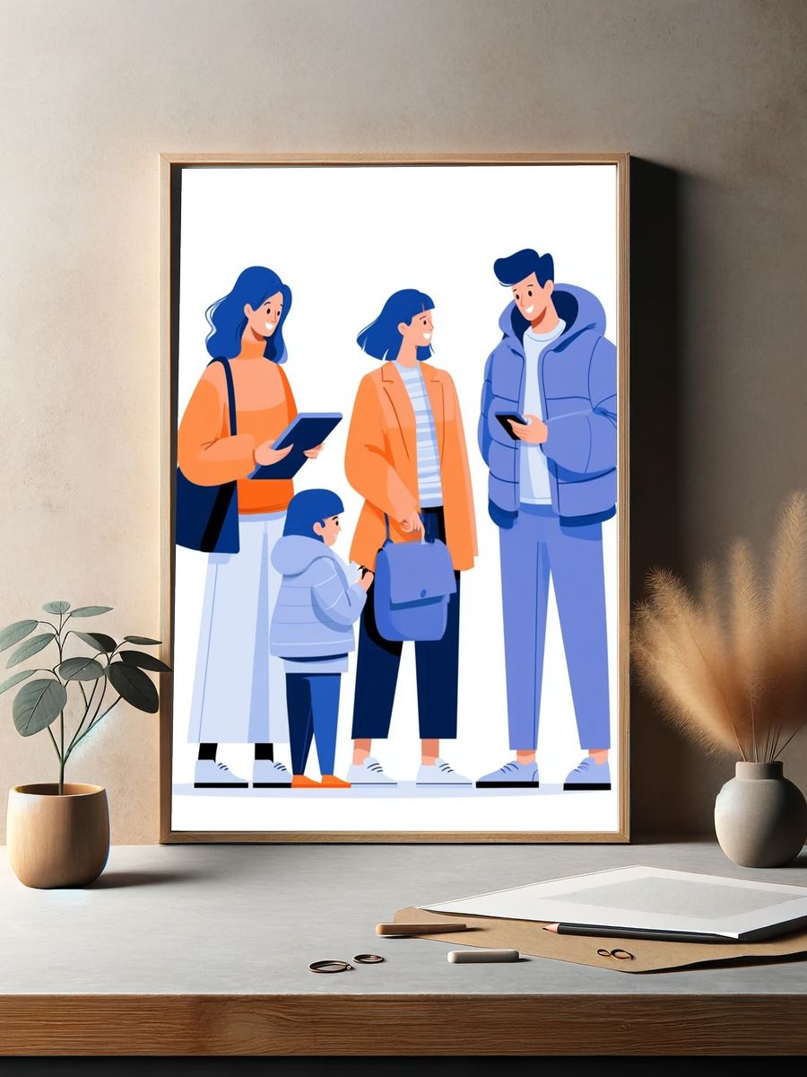 Modern Family Illustration Poster. — room view 2