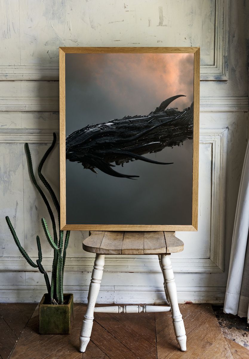 Alien Starship Sci-Fi Print. room preview