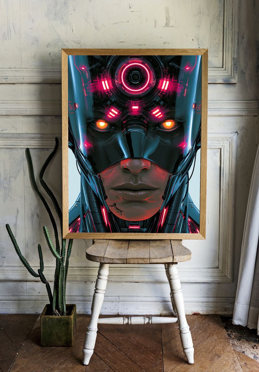 Cybernetic Face Sci-Fi Poster. room preview