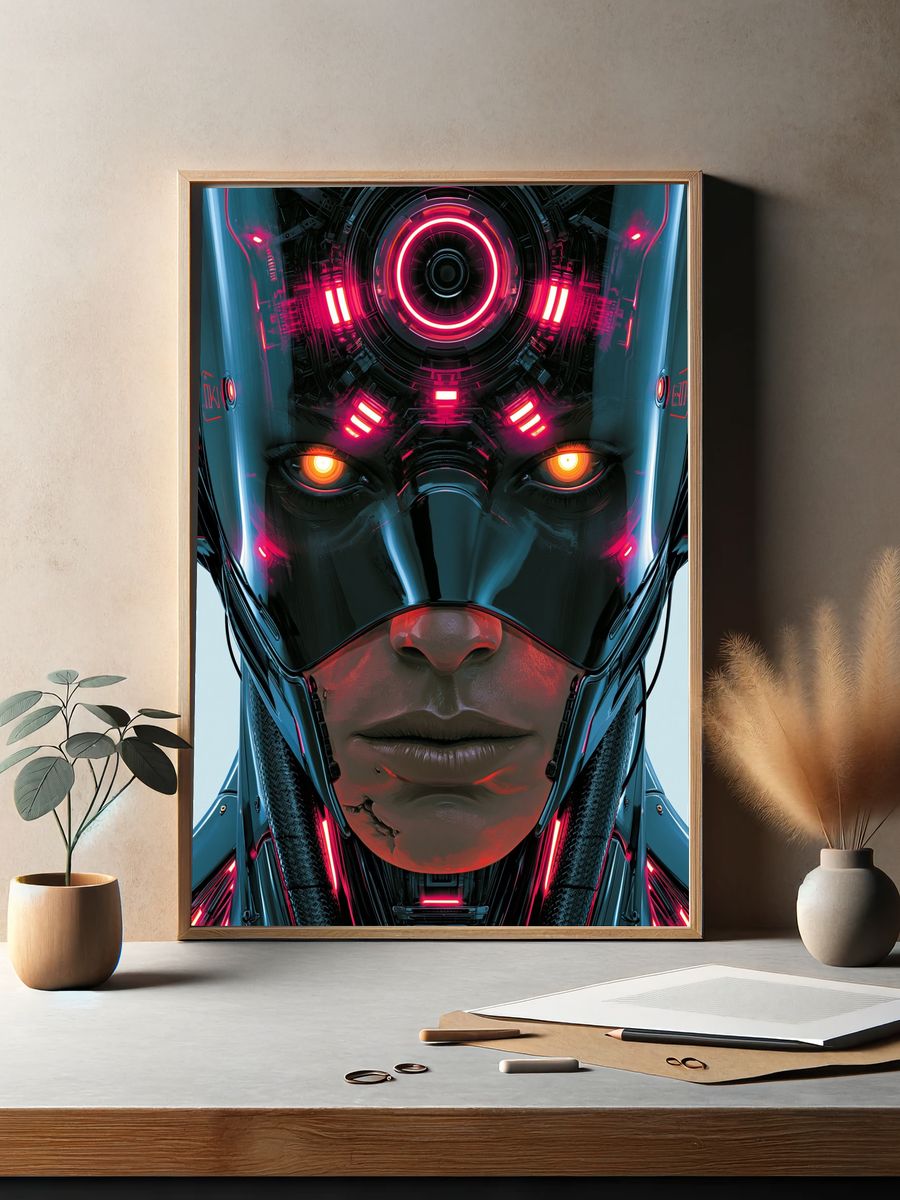 Cybernetic Face Sci-Fi Poster. — room view 2