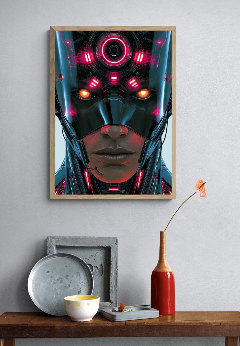 Cybernetic Face Sci-Fi Poster. — room view 3