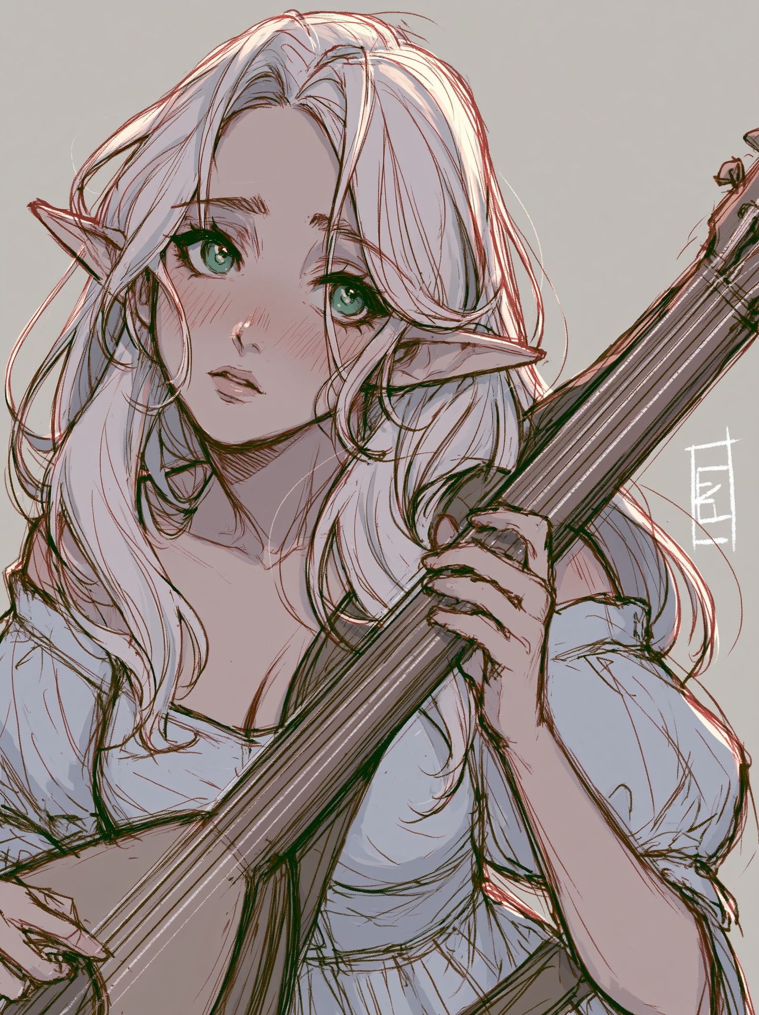 Elf Girl Portrait Illustration Poster. poster — illustration art