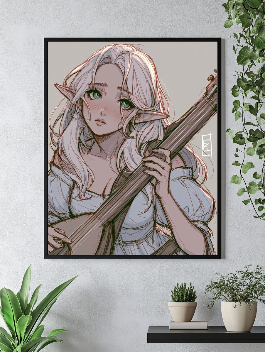 Elf Girl Portrait Illustration Poster. — room view 4