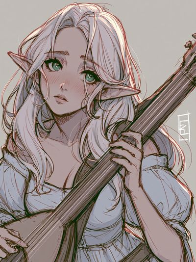 Elf Girl Portrait Illustration Poster.