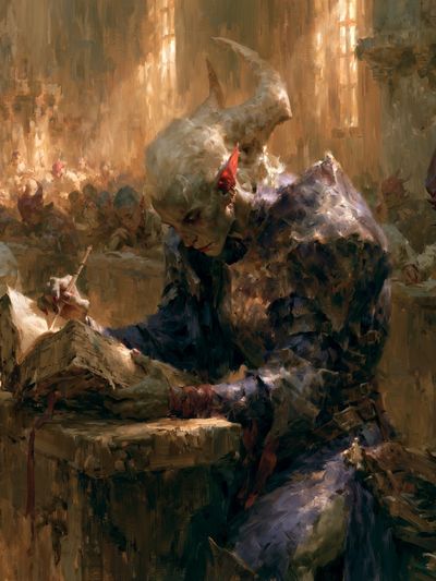Demon Scribe Fantasy Illustration Poster.