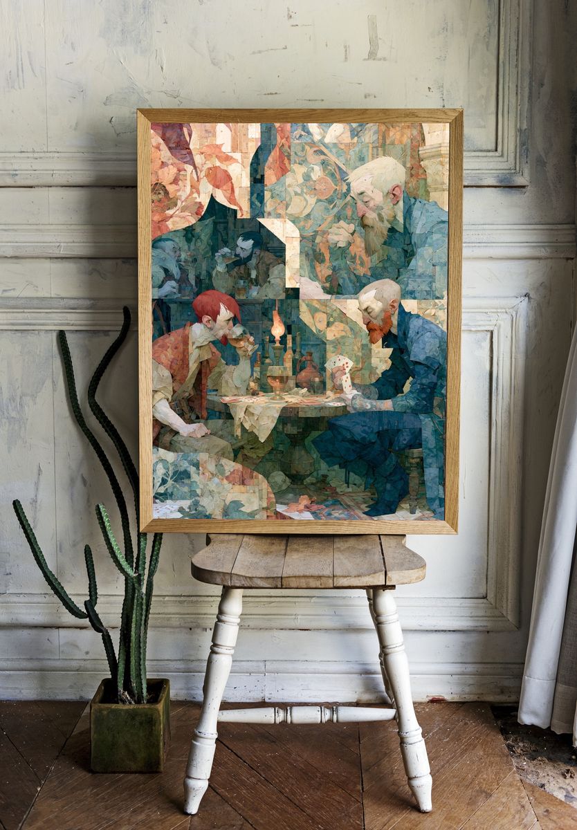 Card Players Tavern Illustration Poster. — room view 1
