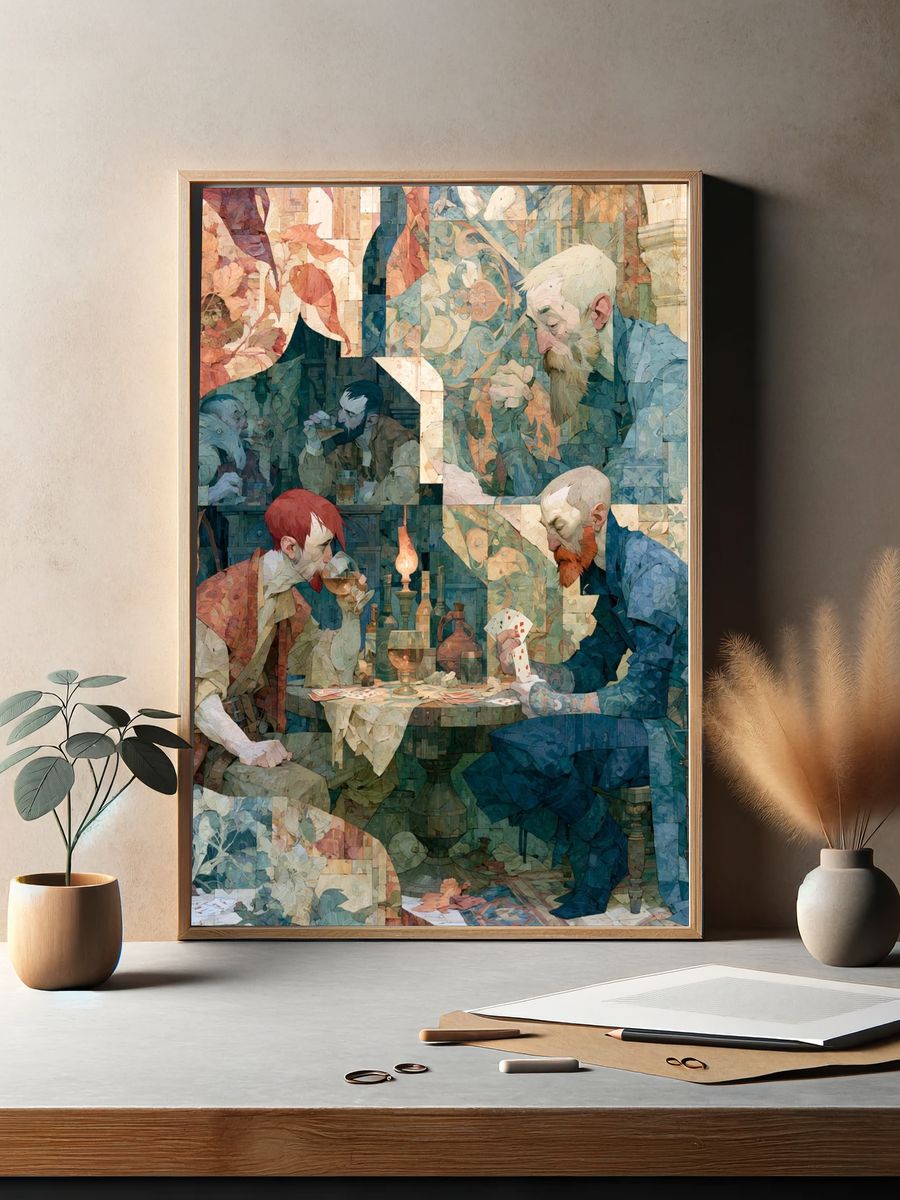 Card Players Tavern Illustration Poster. — room view 2