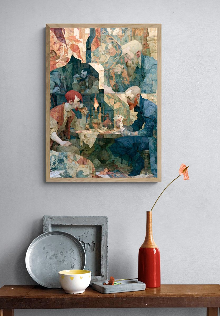 Card Players Tavern Illustration Poster. — room view 3