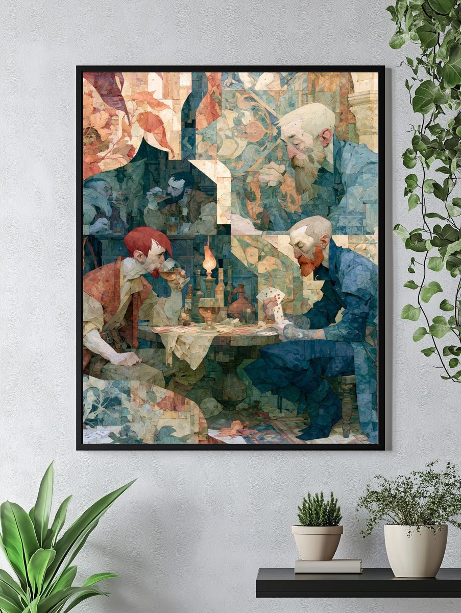 Card Players Tavern Illustration Poster. — room view 4