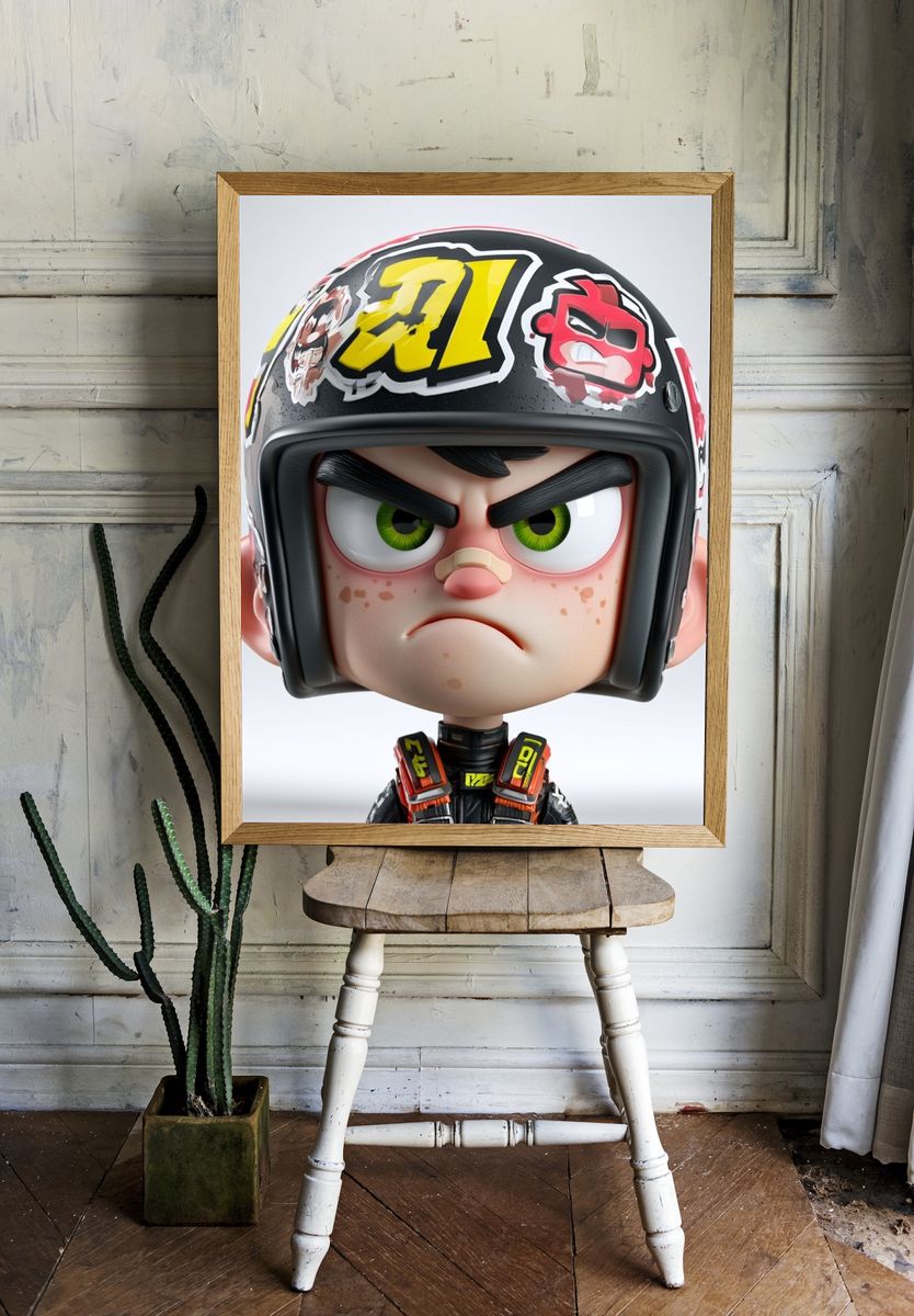 Angry Racer Character Illustration Poster. room preview