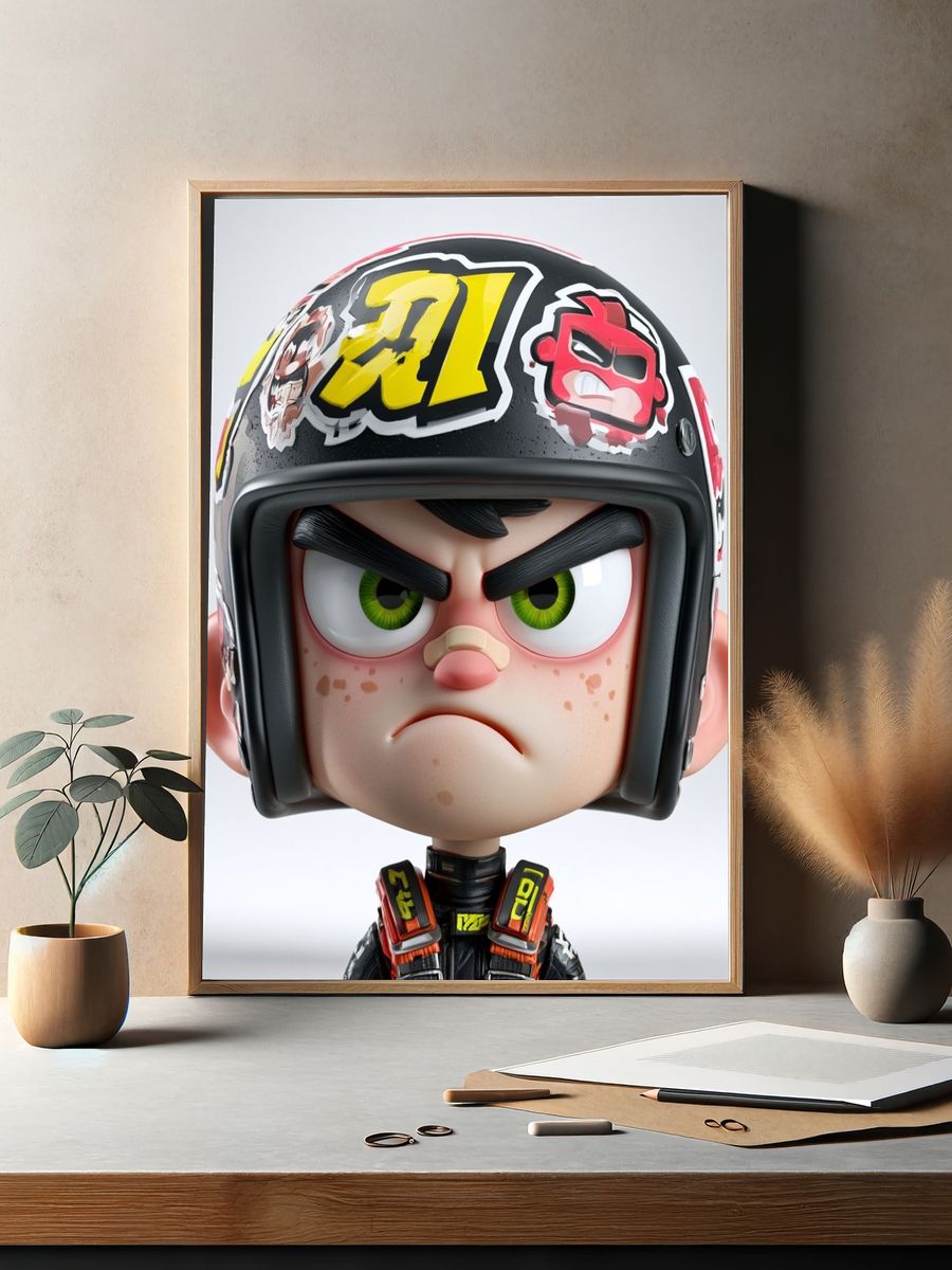 Angry Racer Character Illustration Poster. — room view 2