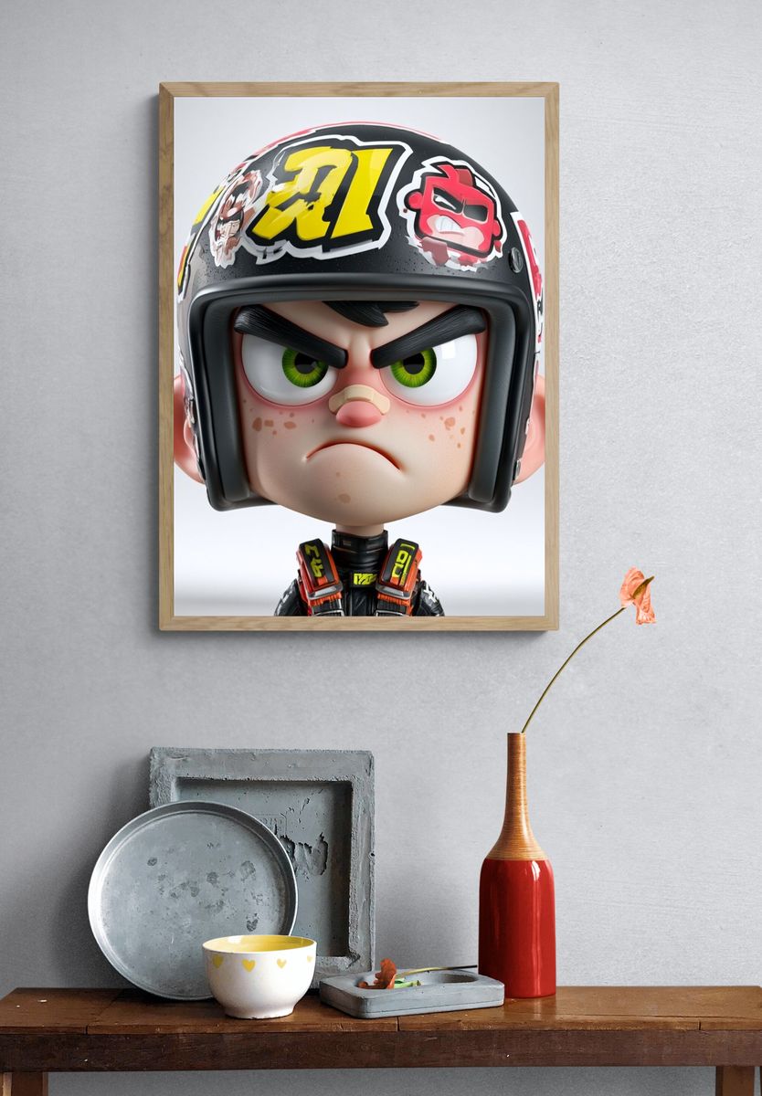 Angry Racer Character Illustration Poster. — room view 3
