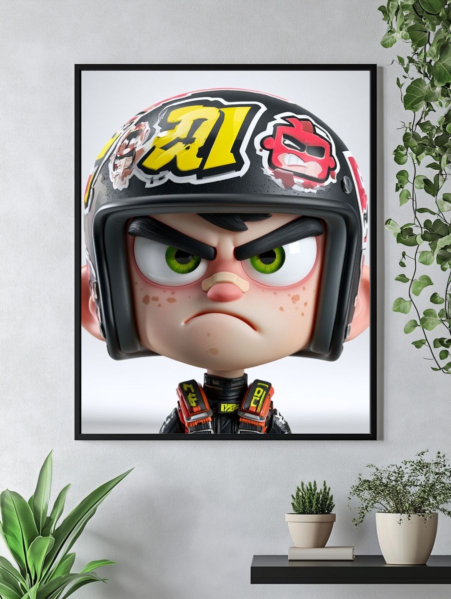 Angry Racer Character Illustration Poster. — room view 4
