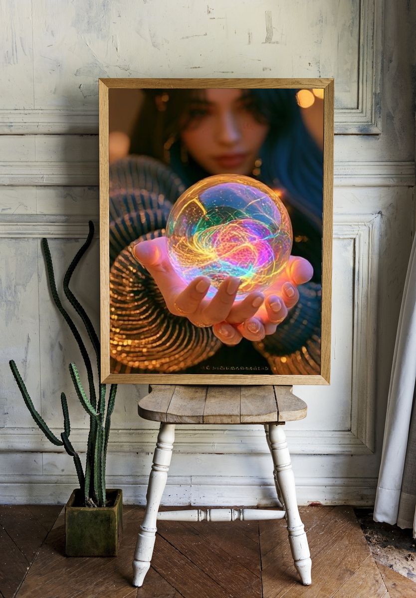 Crystal Orb Fantasy Illustration Poster. — room view 1