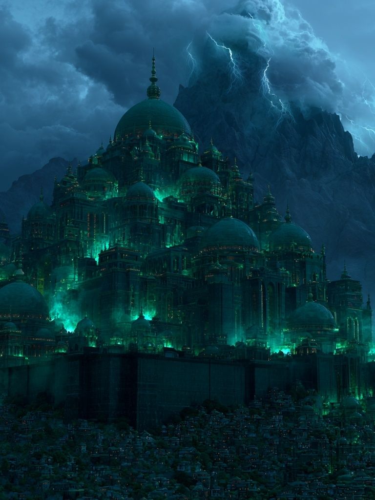 Stormlit Citadel Fantasy Print. poster — illustration art