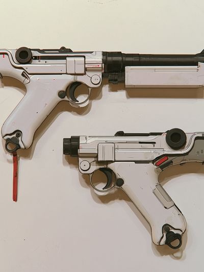 Sci-Fi Blaster Pair Illustration Poster.