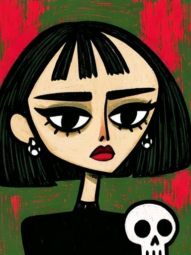 Gothic Girl Portrait Print. poster — illustration art