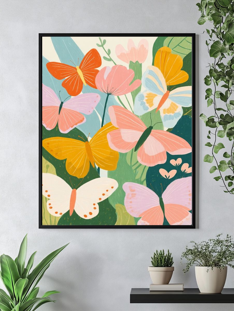 Butterfly Garden Illustration Poster. — room view 4