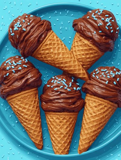 Chocolate Ice Cream Cones Illustration Poster. poster print