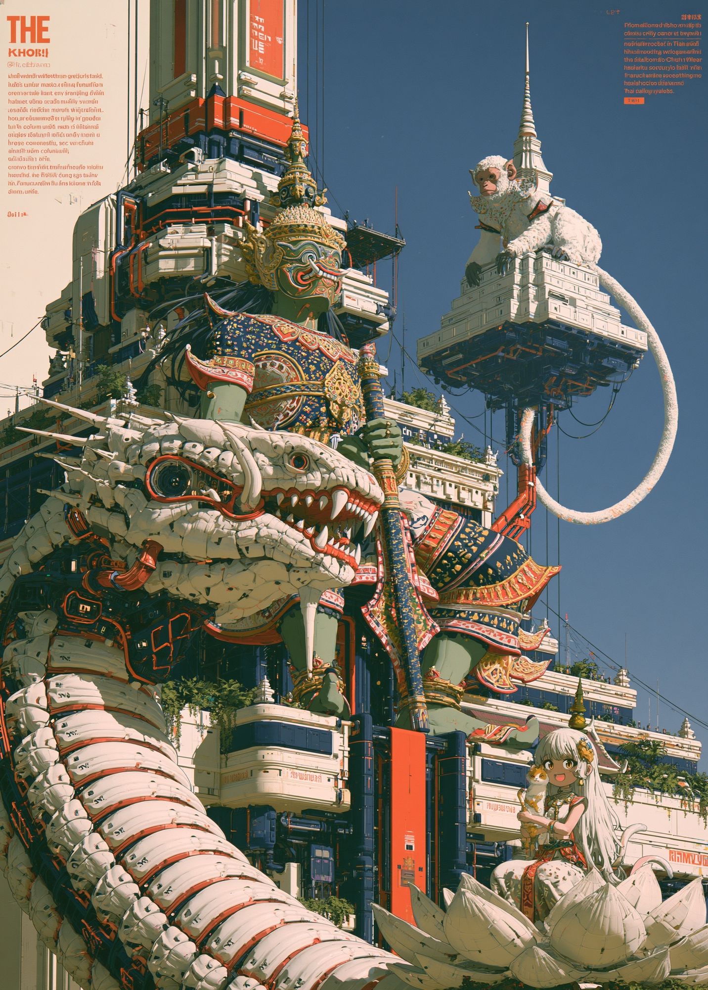 Mythic Cyber Temple Illustration Poster. poster detail