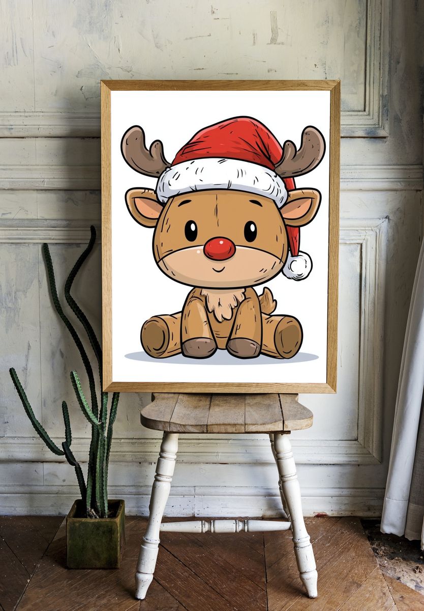 Christmas Reindeer Cartoon Poster. room preview
