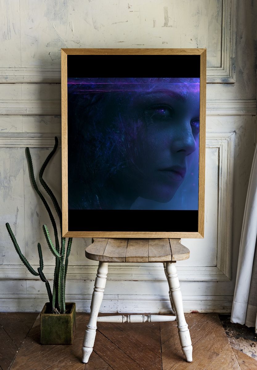 Neon Dream Portrait Print. room preview