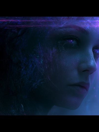 Neon Dream Portrait Print. poster