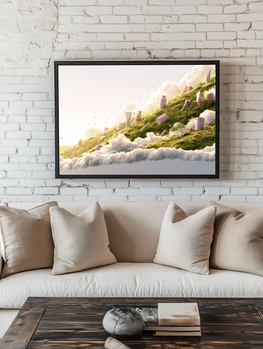 Floating Beauty Hills Illustration Poster. — room view 1