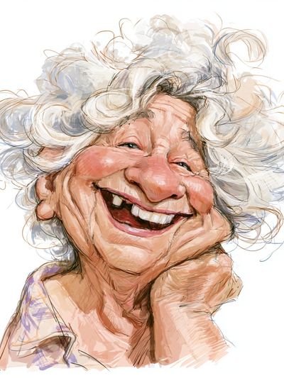 Smiling Elderly Woman Portrait Print.